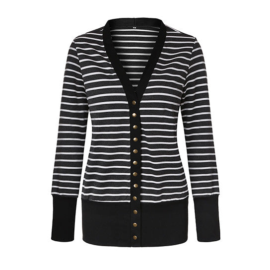 Button Down Striped Cardigan Image 11