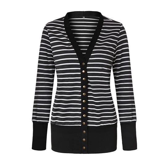 Button Down Striped Cardigan Image 1