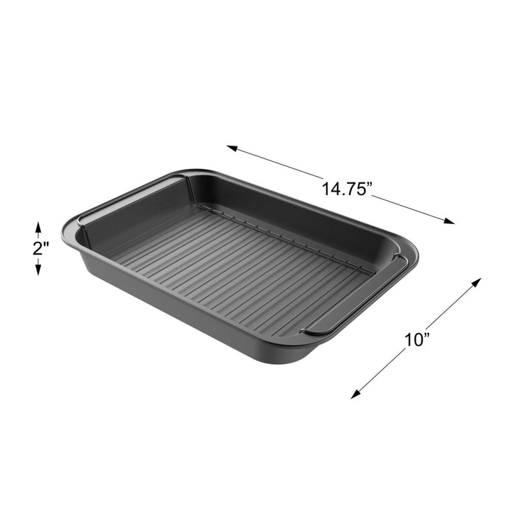 Roasting Pan with Rack-Nonstick Oven Roaster with Removable Grid to Drain Fat and Grease-Healthier Cooking Image 2