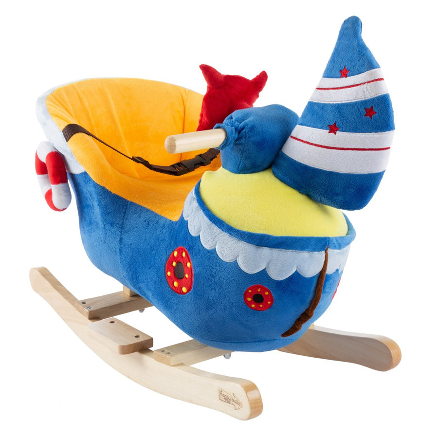 Happy Trails Soft Fabric Covered Wooden Rocking Boat Toy for Kids Nursery Image 1