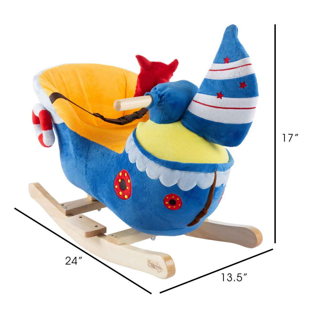 Happy Trails Soft Fabric Covered Wooden Rocking Boat Toy for Kids Nursery Image 2