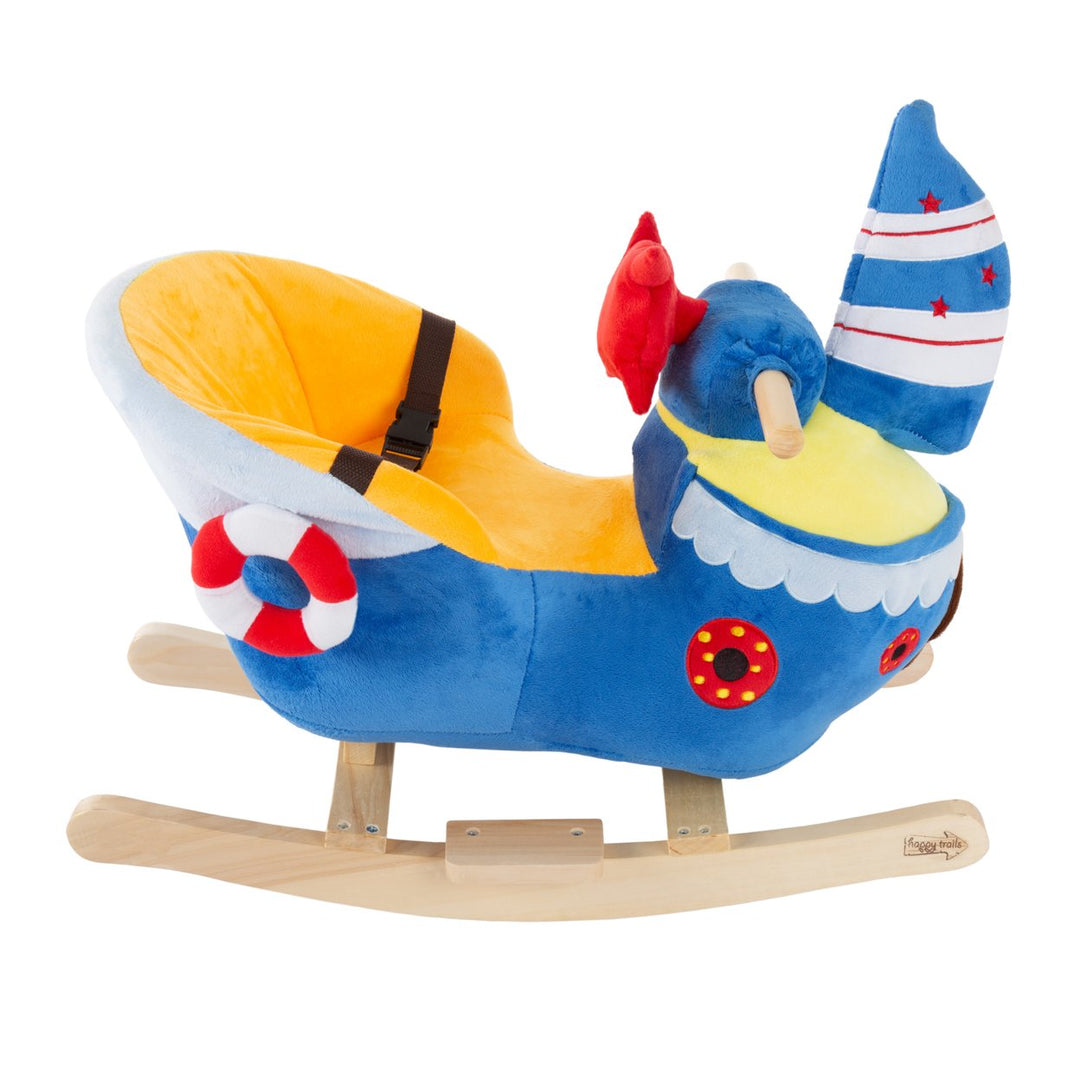 Happy Trails Soft Fabric Covered Wooden Rocking Boat Toy for Kids Nursery Image 3