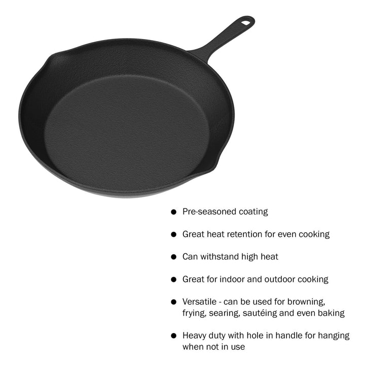 Frying Pans-Set of 3 Matching Cast Iron Pre-Seasoned Nonstick Skillets 6810 Inch Cook EggsMeat and More Image 3
