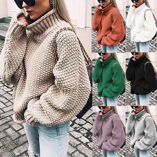 Oversize Bold Knit High Neck Sweater Image 1