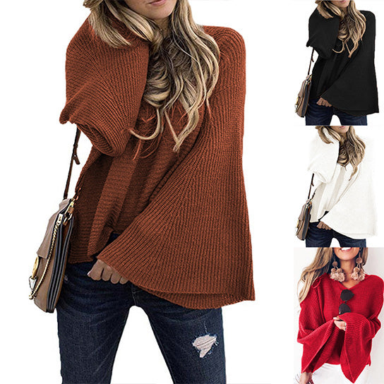 Flare Sleeve Batwing Style Sweater Image 1