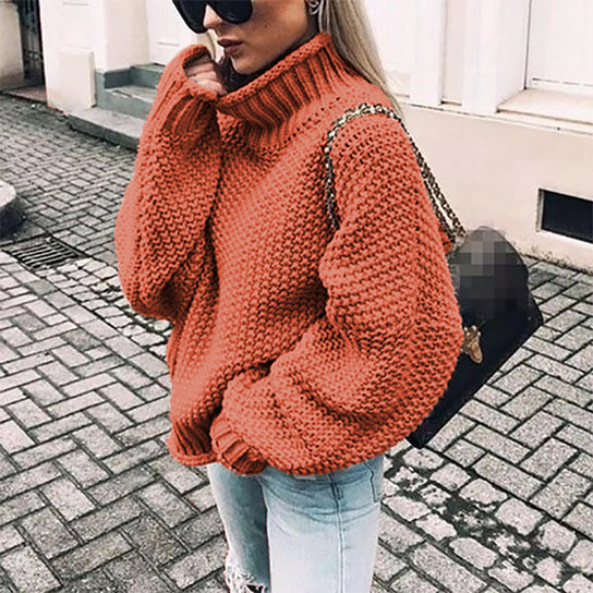 Oversize Bold Knit High Neck Sweater Image 4