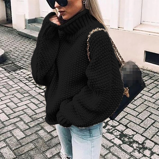 Oversize Bold Knit High Neck Sweater Image 6