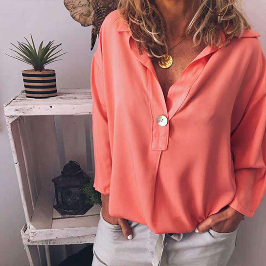 V Neck Chiffon Blouse in 4 Colors Image 4