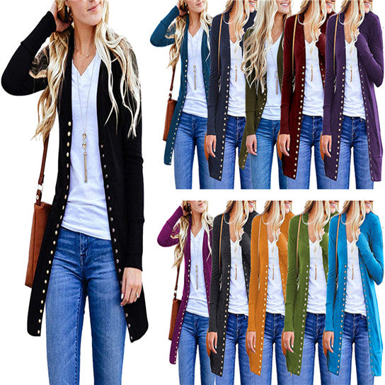 Button Down Long Slim Cardigan Image 1