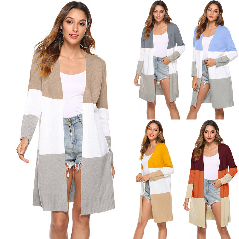 Multicolor Colorblock Duster Cardigan Image 1