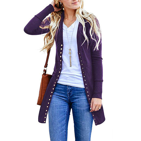 Button Down Long Slim Cardigan Image 2