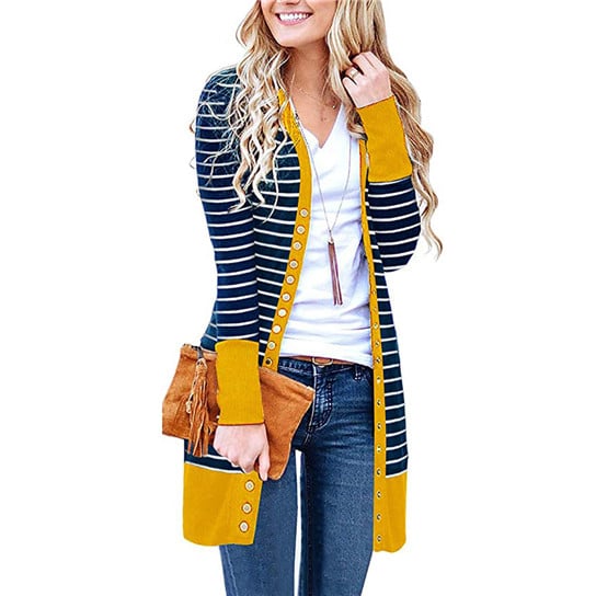 Striped Long Cardigan in 6 Colors Image 1