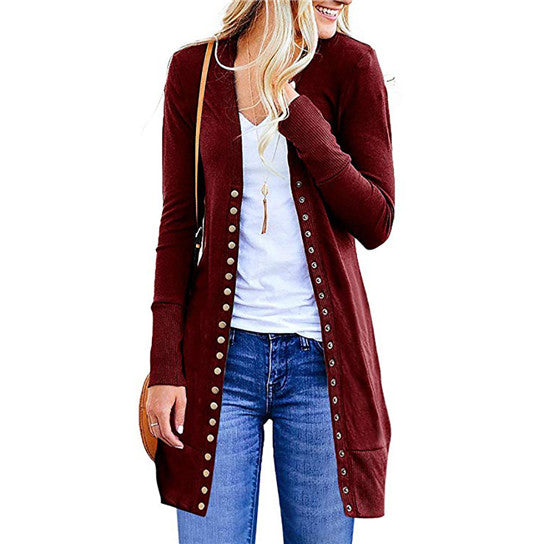 Button Down Long Slim Cardigan Image 4