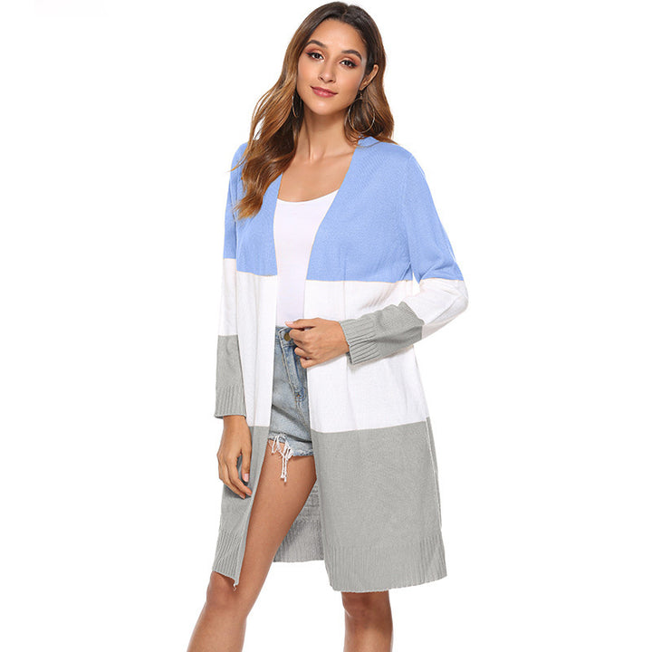 Multicolor Colorblock Duster Cardigan Image 4