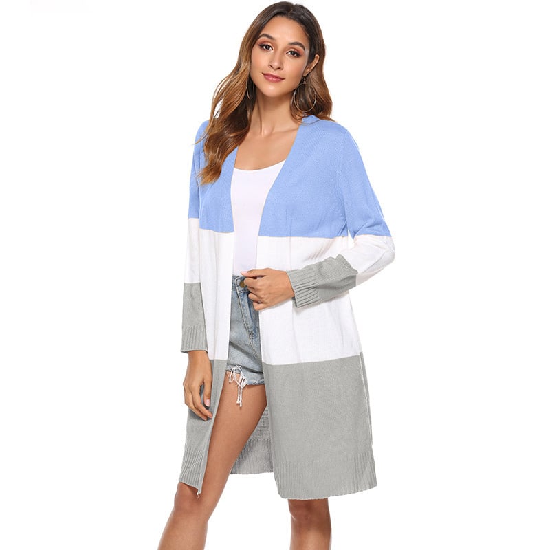 Multicolor Colorblock Duster Cardigan Image 1