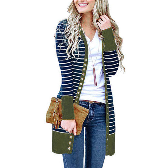 Striped Long Cardigan in 6 Colors Image 4