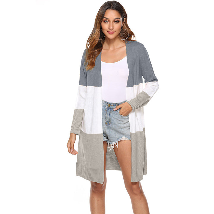 Multicolor Colorblock Duster Cardigan Image 4