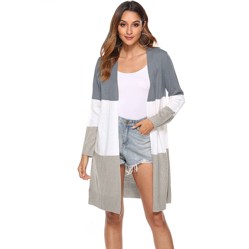 Multicolor Colorblock Duster Cardigan Image 1