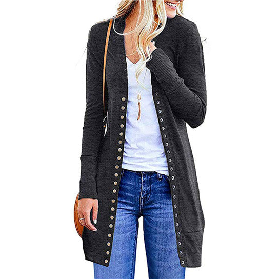 Button Down Long Slim Cardigan Image 6