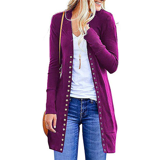 Button Down Long Slim Cardigan Image 10