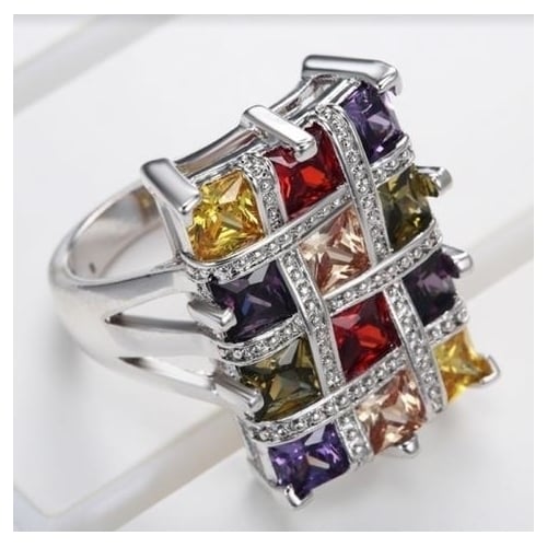 High-grade hegemonic rings of hot-selling colored square bricks Image 3