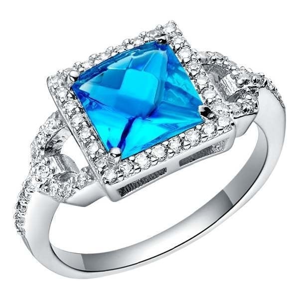 Quadrilateral Ring Popular style Platinum Deluxe Ring Sapphire Ring Image 1