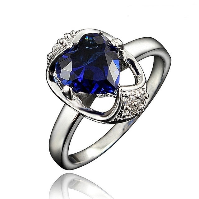 Love Sapphire Hand Jewelry Popular style Platinum Ring Artificial zircon Ring Image 1