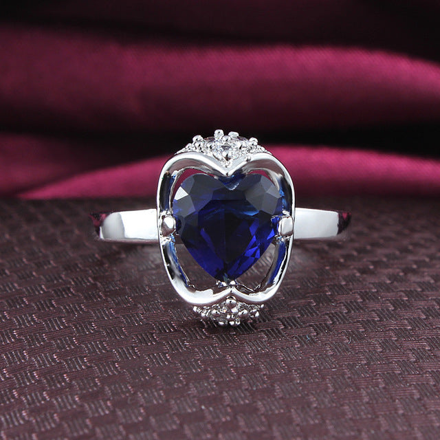 Love Sapphire Hand Jewelry Popular style Platinum Ring Artificial zircon Ring Image 3