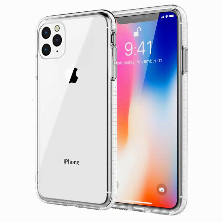 For Apple iPhone 11 Pro Max Full Body Clear TPU Bumper Shockproof Protective Hybrid Case Cover - Black Image 6