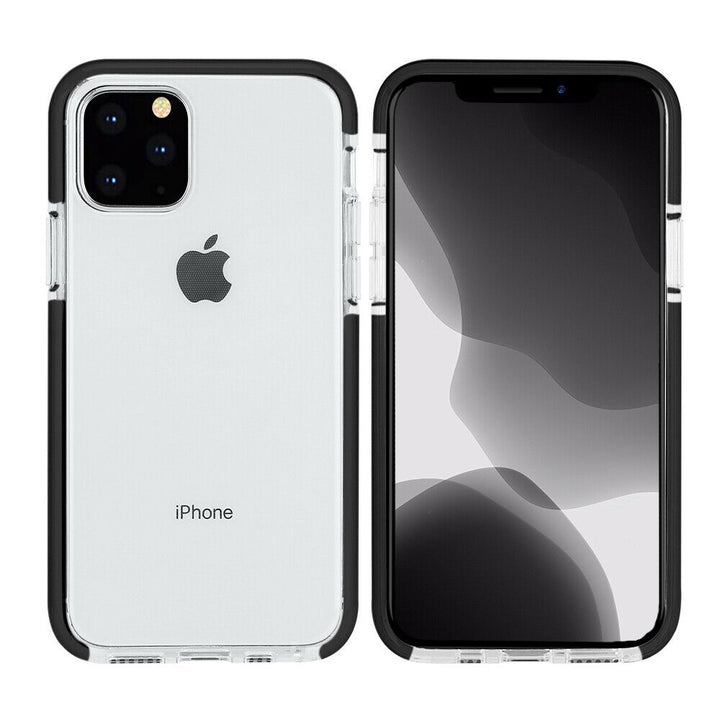 For Apple iPhone 11 Pro Max Full Body Clear TPU Bumper Shockproof Protective Hybrid Case Cover - Black Image 8