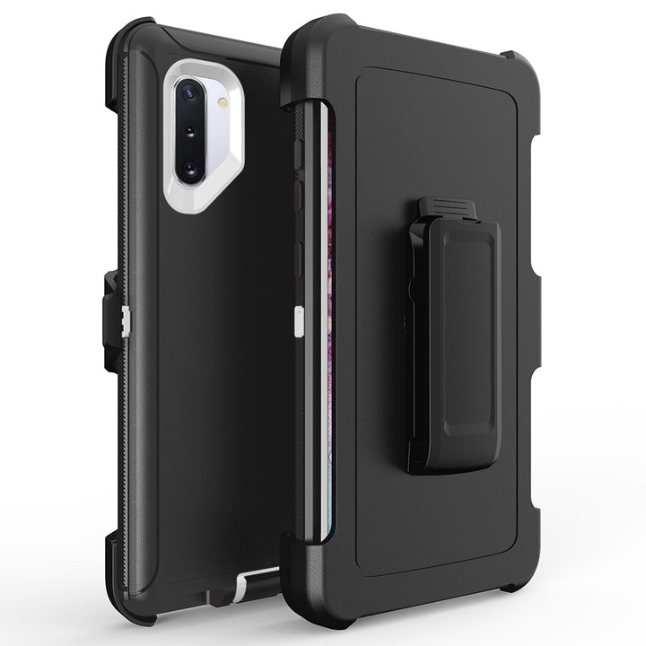 For Samsung Galaxy Note 10 Heavy Duty Defender Armor Hybrid Case Cover With Clip - Black Black Image 4