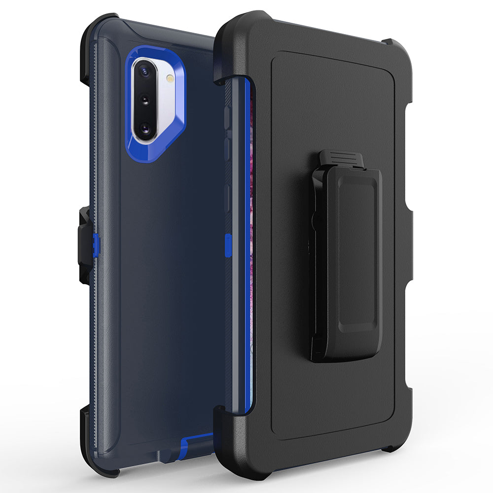 For Samsung Galaxy Note 10 Heavy Duty Defender Armor Hybrid Case Cover With Clip - Black Black Image 4