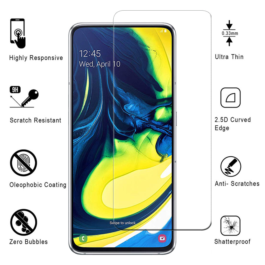 Samsung Galaxy A80 Tempered Glass Screen Protector Ultra Clear HD 2.5D Edge Image 1