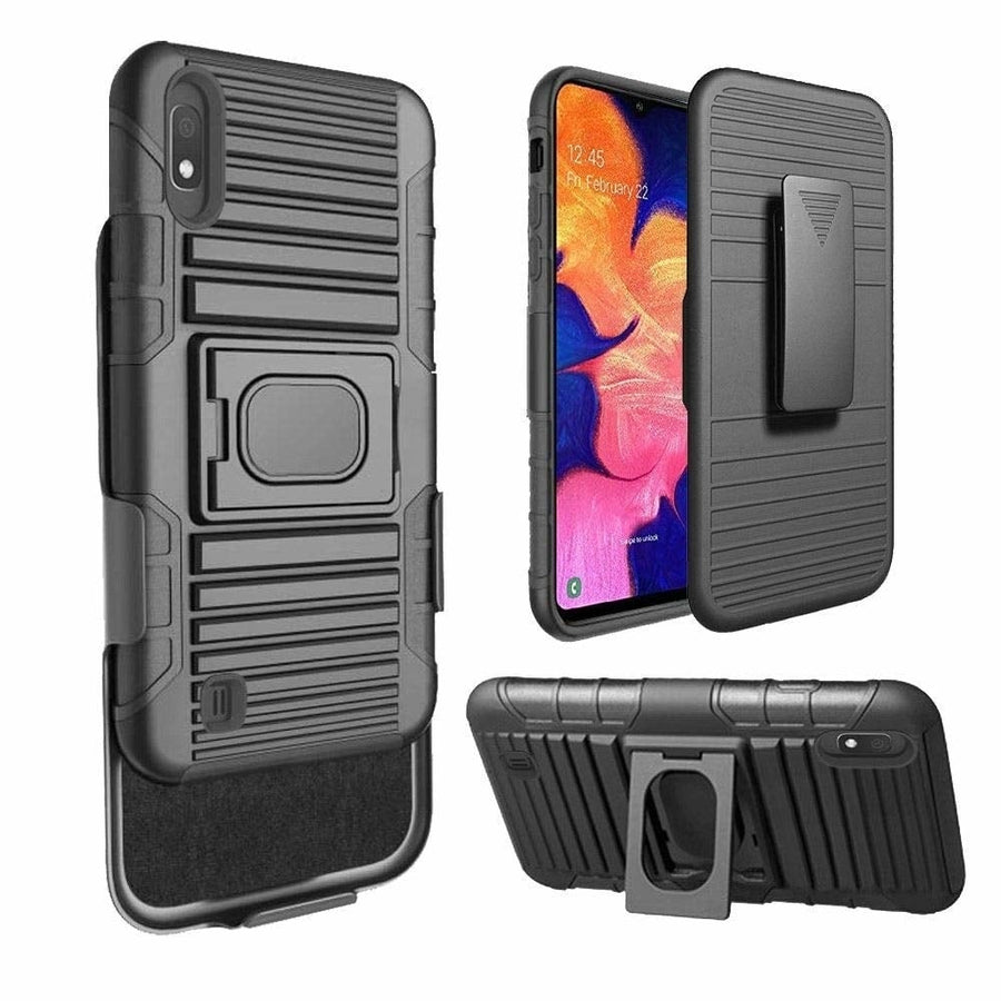 Samsung Galaxy M10 Holster Case Black Armor Clip Cover Dual Layer 360 Rotate Image 1