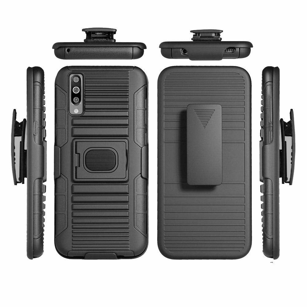 Samsung Galaxy M10 Holster Case Black Armor Clip Cover Dual Layer 360 Rotate Image 3