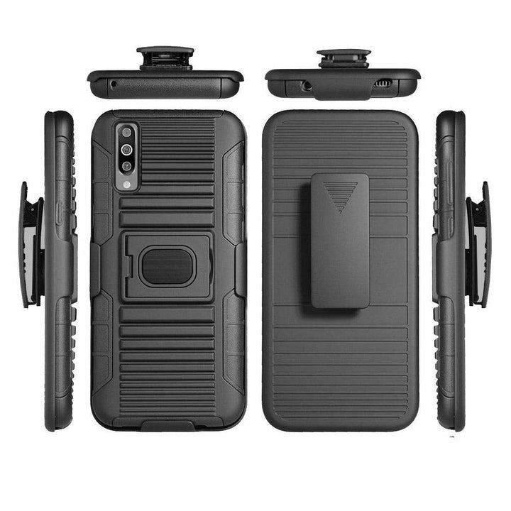 Samsung Galaxy M10 Holster Case Black Armor Clip Cover Dual Layer 360 Rotate Image 3