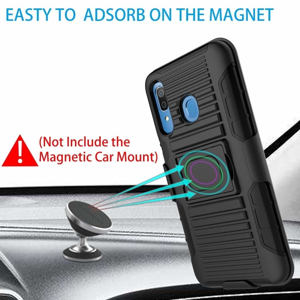 Samsung Galaxy A30 Magnetic Holster Armor Case Belt Clip Stand Black 2-in-1 Image 2