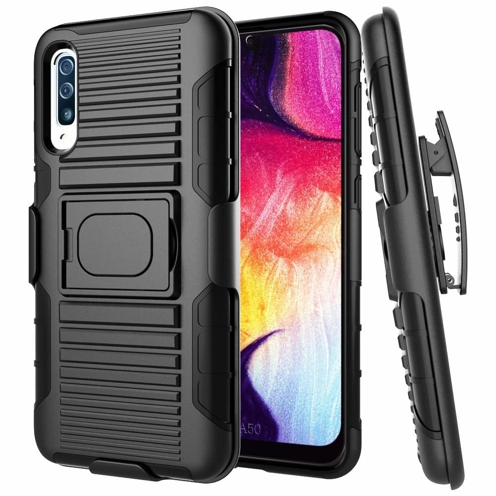 Samsung Galaxy A50 SM-A505 Magnetic Holster Belt Clip Case Cover Black Armor Image 1