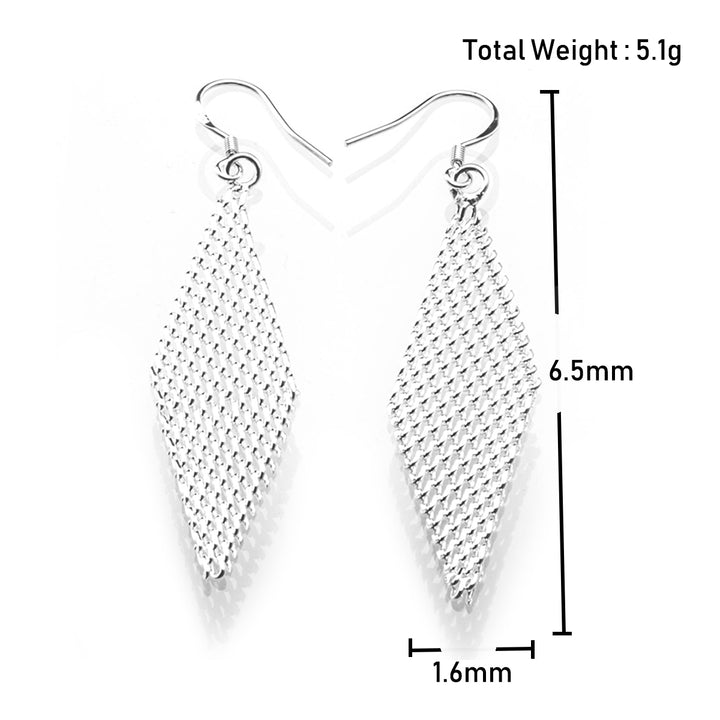 Silver Plated Prismatic Mesh Dangle Earring Image 4