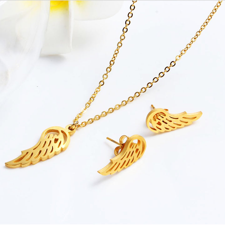 Jewelry Set for Women 14k Gold Plated Pendant Necklace and Stud Earrings Image 4