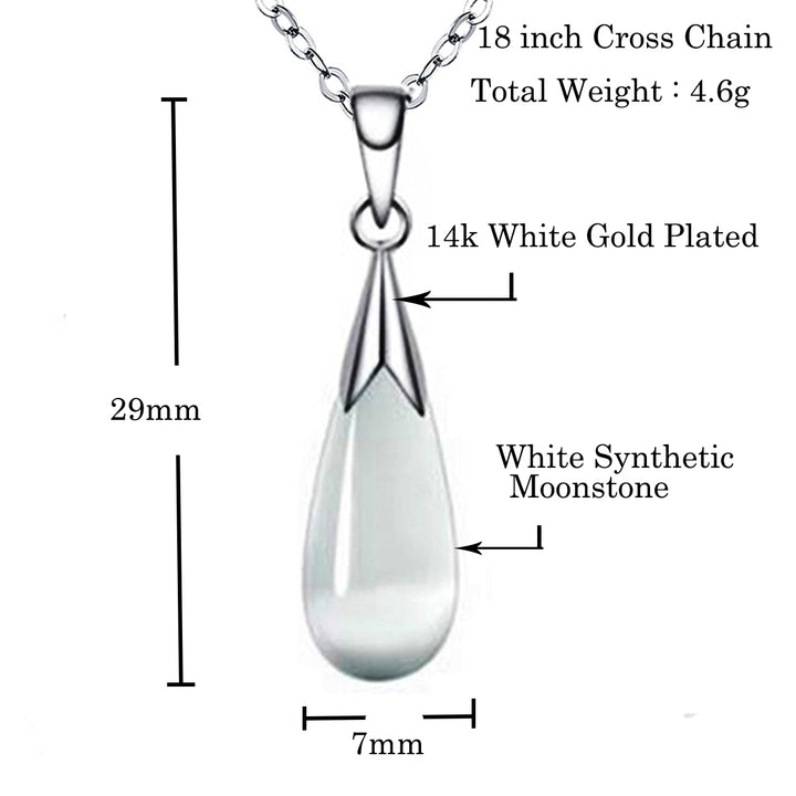 Water-Drop Moonstone Pendant Necklace and Dangle Earrings Set For Women Image 4