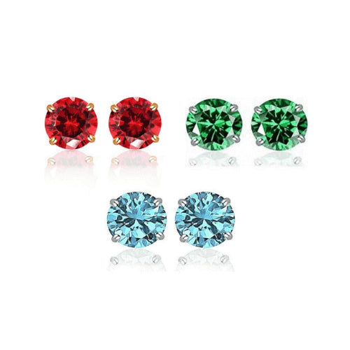 2.00 CTTW Round Crystal Stud Earrings-ALL COLORS AVAILABLE White Yellow Gold Filled High Polish Finsh High Finish Image 1