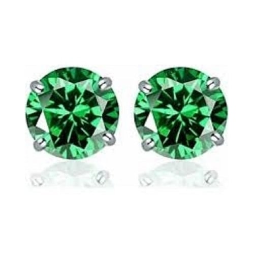 2.00 CTTW Round Crystal Stud Earrings-ALL COLORS AVAILABLE White Yellow Gold Filled High Polish Finsh High Finish Image 4