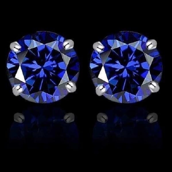 2.00 CTTW Round Crystal Stud Earrings-ALL COLORS AVAILABLE White Yellow Gold Filled High Polish Finsh High Finish Image 6