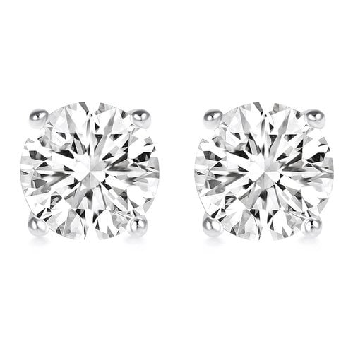 2.00 CTTW Round Crystal Stud Earrings-ALL COLORS AVAILABLE White Yellow Gold Filled High Polish Finsh High Finish Image 10