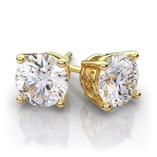 2.00 CTTW Round Crystal Stud Earrings-ALL COLORS AVAILABLE White Yellow Gold Filled High Polish Finsh High Finish Image 11