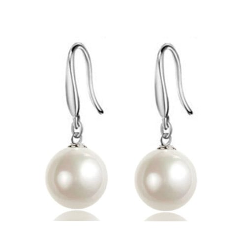 925 Silver Filled High Polish Finsh Elegant Statement Pearl Earrings Image 1