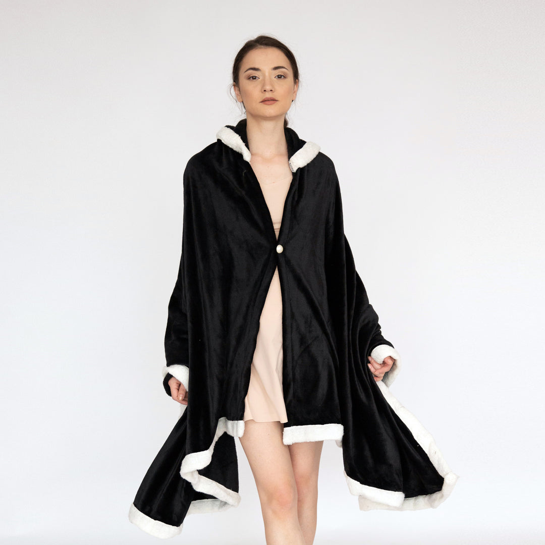 Ultra-Soft Snuggle Hooded Blanket Robe with Sherpa Trim Image 8