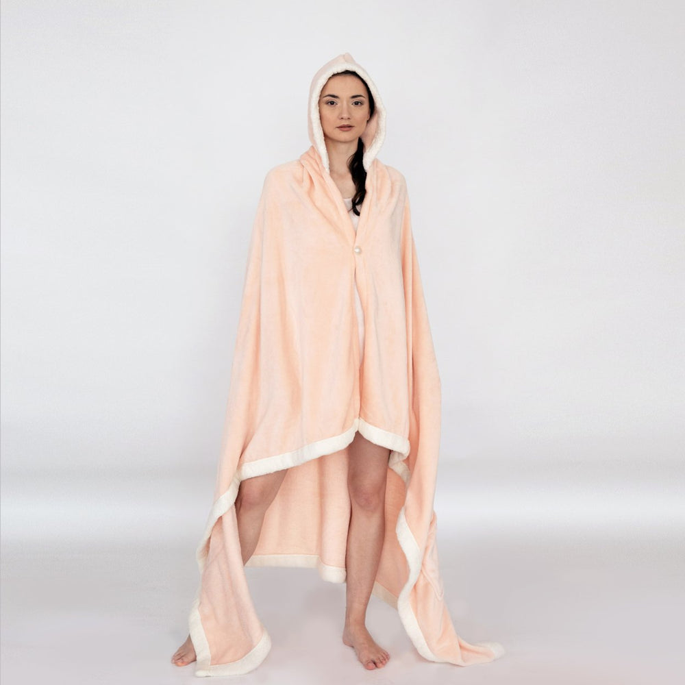 Ultra-Soft Snuggle Hooded Blanket Robe with Sherpa Trim Image 2