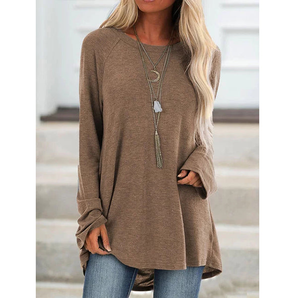 Gray Cotton Casual Crew Neck Solid Shirts and Tops Image 2